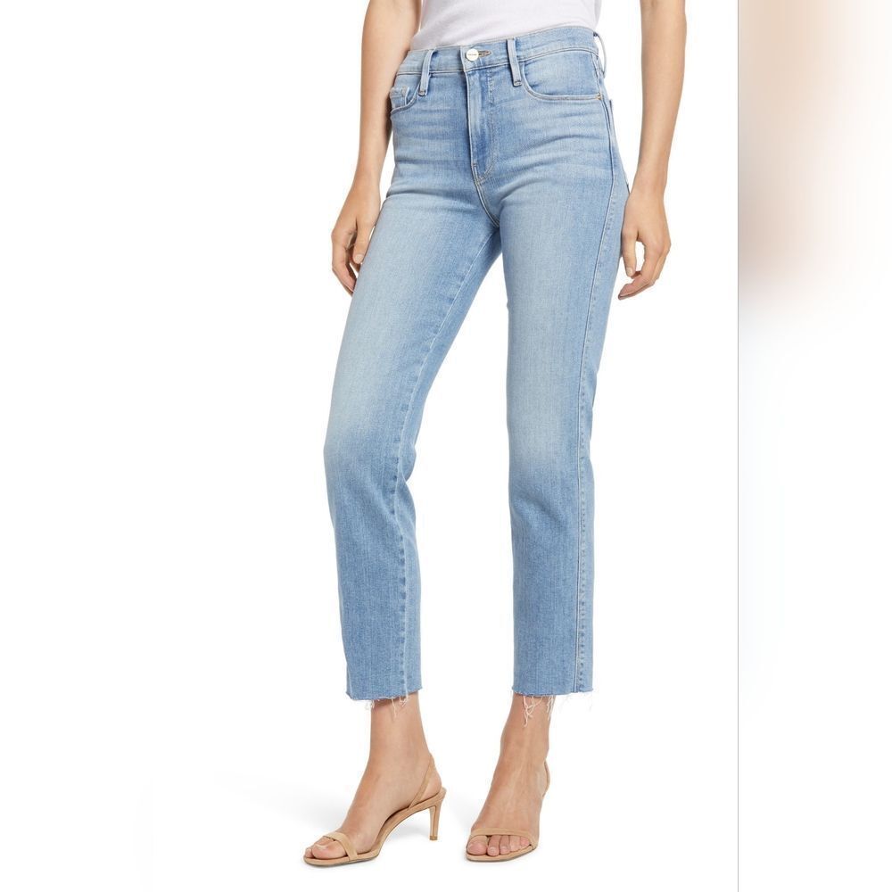 FRAME Le Sylvie Slender Straight Raw Hem Jeans Size 25